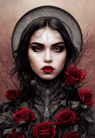 Mystical creepy woman. Gothic mystery woman. Generative AI Artの素材