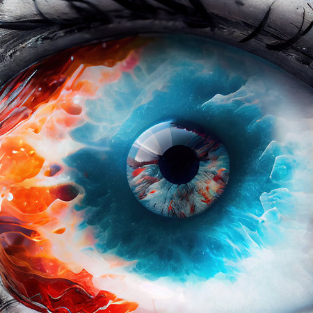 Fantasy eye with beautiful makeup close-up. Generative AI Art.の素材