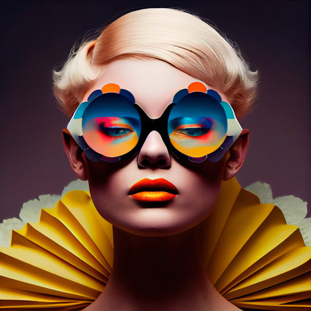 Abstract portrait of a beautiful fictional girl. Fashionable cute woman. Creative beautiful girl. Generative AI Artの素材