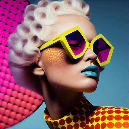 Abstract portrait of a beautiful fictional girl. Fashionable cute woman. Creative beautiful girl. Generative AI Artの素材