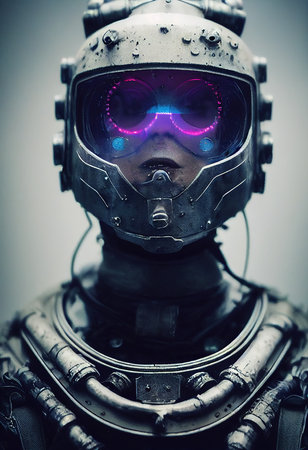 Portrait of an astronaut in a spacesuit. High-tech astronaut from the future. The concept of space travel. Generative AI Artの素材