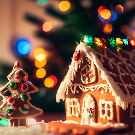 Delicious homemade Christmas cookies and other Christmas treats, close-up view. Generative AI Artの素材