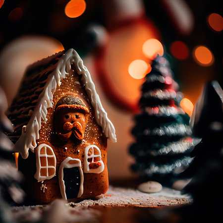 Delicious homemade Christmas cookies and other Christmas treats, close-up view. Generative AI Artの素材