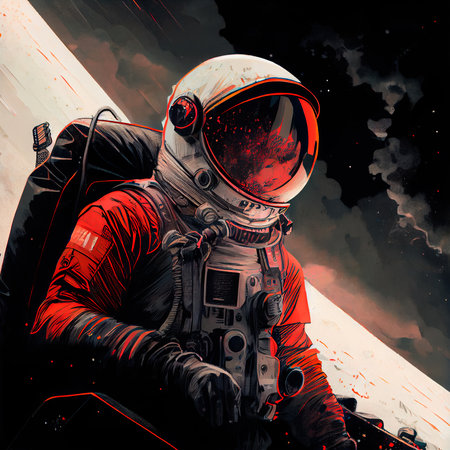 Portrait of an astronaut in a spacesuit. High-tech astronaut from the future. The concept of space travel. Generative AI Artの素材