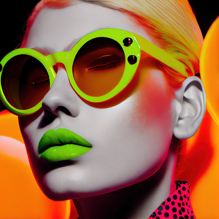 Abstract portrait of a beautiful fictional girl. Fashionable cute woman. Creative beautiful girl. Generative AI Artの素材