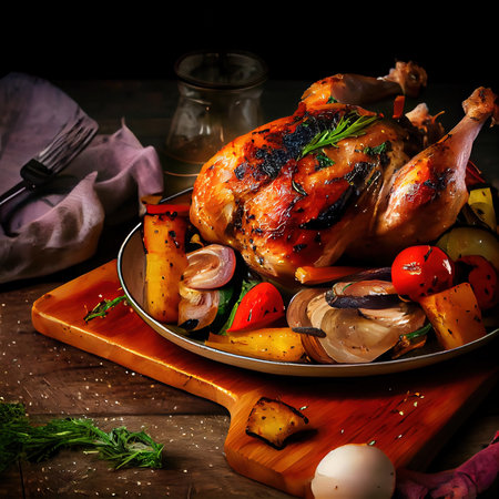 Christmas delicious juicy turkey. Holiday traditional dishes for Christmas or Thanksgiving. Generative AI Art.の素材