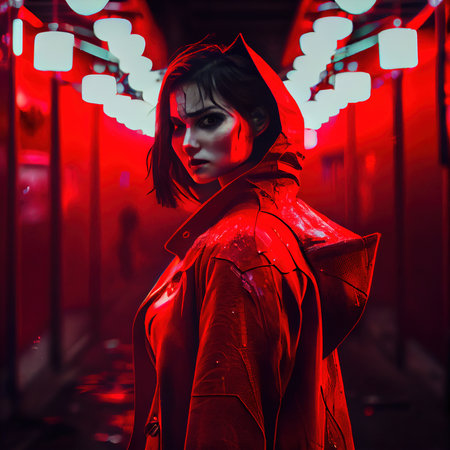 Abstract portrait of a beautiful fictional girl. Fashionable cute woman. Creative beautiful girl. Generative AI Artの素材