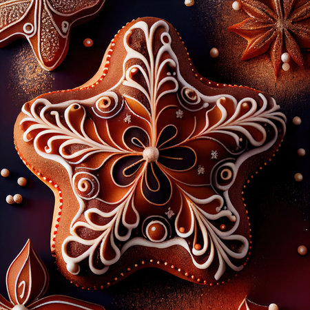 Delicious homemade Christmas cookies and other Christmas treats, close-up view. Generative AI Artの素材