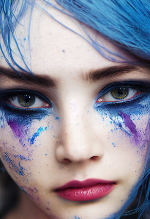 Abstract portrait of a beautiful fictional girl. Fashionable cute woman. Creative beautiful girl. Generative AI Artの素材