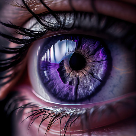 A close-up of the human eye. Close-up of the amazing pupil. Generative AI.の素材