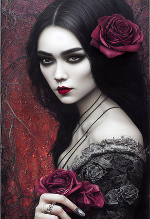 Abstract portrait of a beautiful fictional girl. Fashionable cute woman. Creative beautiful girl. Generative AI Artの素材