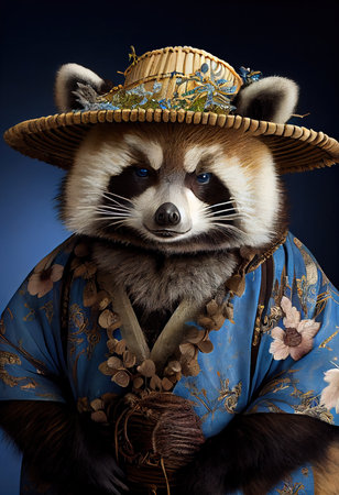 Portrait of an ancient samurai warrior panda in ancient warrior armor. The concept of the ancient brave warrior. Generative AIの素材