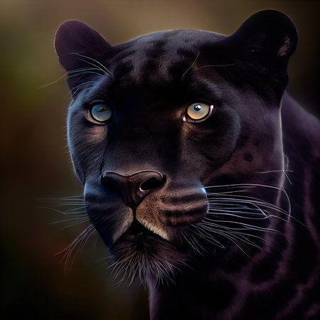 Portrait of a beautiful black panther. Portrait of a black jaguar. Beautiful black cat. Generative AIの素材