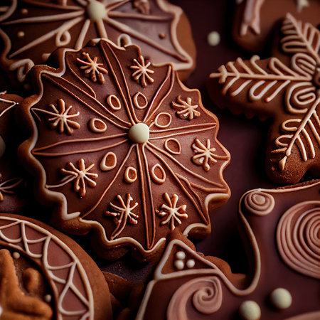 Delicious homemade Christmas cookies and other Christmas treats, close-up view. Generative AIの素材