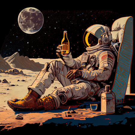 An astronaut on an alien planet. A high-tech astronaut from the future. The concept of space travel. Generative AIの素材