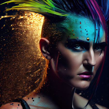 A fictional person, not based on a real person. Abstract portrait of a beautiful fictional girl. Fashionable cute woman. Creative beautiful girl. Generative AIの素材