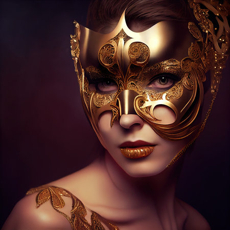 A fictional person, not based on a real person. Mystical creepy woman with gothic mask. Gothic mystery woman. Generative AIの素材