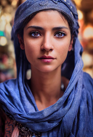 A fictional person, not based on a real person. Abstract portrait of a beautiful fictional girl. Fashionable cute woman. Creative beautiful girl. 3d renderingの素材