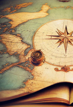 Image of an ancient ancient pirate map. An ancient paper pirate scroll. 3d renderingの素材