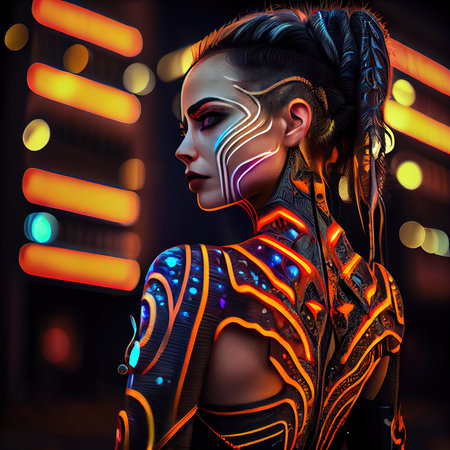 A fictional person, not based on a real person. Abstract portrait of a beautiful fictional girl. Fashionable cute woman. Creative beautiful girl. 3d renderingの素材