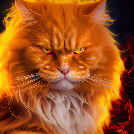 Mysterious cat with orange eyes. Sweet mystic cat. 3D rendering.の素材