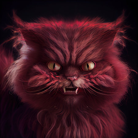 Mysterious cat with orange eyes. Sweet mystic cat. 3D rendering.の素材