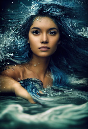 A fictional person, not based on a real person. Abstract portrait of a beautiful fictional girl. Fashionable cute woman. Creative beautiful girl. 3d renderingの素材