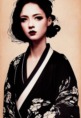 A fictional person, not based on a real person. Abstract portrait of a beautiful fictional girl. Fashionable cute woman. Creative beautiful girl. 3d renderingの素材