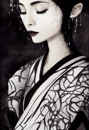 A fictional person, not based on a real person. Abstract portrait of a beautiful fictional girl. Fashionable cute woman. Creative beautiful girl. 3d renderingの素材