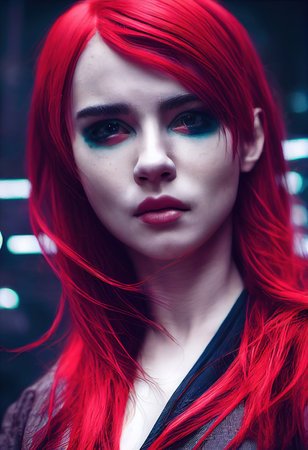 A fictional person, not based on a real person. Abstract portrait of a beautiful fictional girl. Fashionable cute woman. Creative beautiful girl. 3d renderingの素材