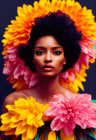 A fictional person, not based on a real person. Abstract portrait of a beautiful fictional girl. Fashionable cute woman. Creative beautiful girl. 3d renderingの素材