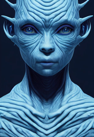 A creepy alien invader from an alien planet. The concept of an alien. 3D renderの素材