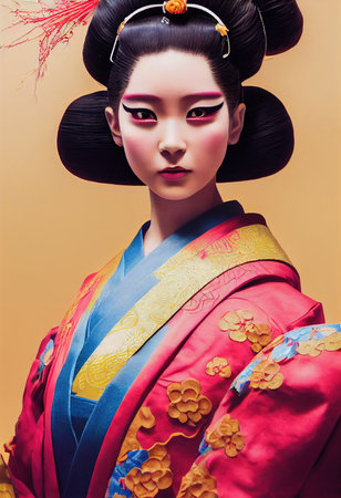 A fictional person, not based on a real person. Abstract portrait of a beautiful fictional asian girl. Fashionable cute woman. Creative beautiful girl. 3d renderingの素材