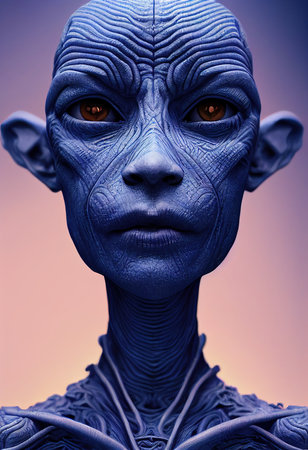 A creepy alien invader from an alien planet. The concept of an alien. 3D renderの素材