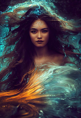 A fictional person, not based on a real person. Abstract portrait of a beautiful fictional girl. Fashionable cute woman. Creative beautiful girl. 3d renderingの素材