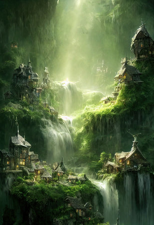 Mystical fairy tale castle. An ancient historical castle. 3D renderingの素材