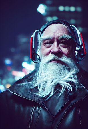 A fictional person, not based on a real person. A fancy old bearded Santa Claus in a winter forest. A winter holiday concept. 3d renderingの素材