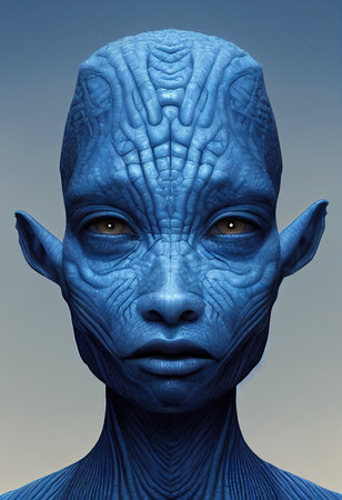 A creepy alien invader from an alien planet. The concept of an alien. 3D renderの素材