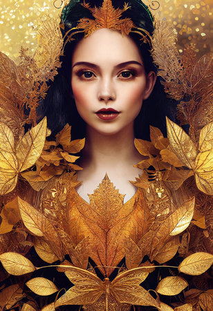 A fictional person, not based on a real person. Abstract portrait of a beautiful fictional girl. Fashionable cute woman. Creative beautiful girl. 3d renderingの素材