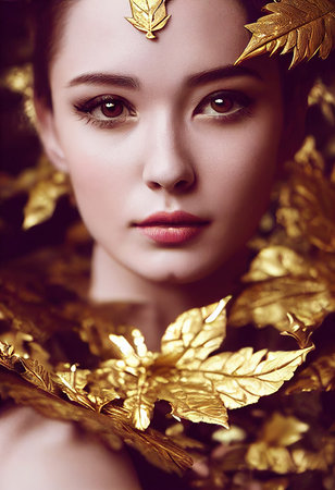 A fictional person, not based on a real person. Abstract portrait of a beautiful fictional girl. Fashionable cute woman. Creative beautiful girl. 3d renderingの素材