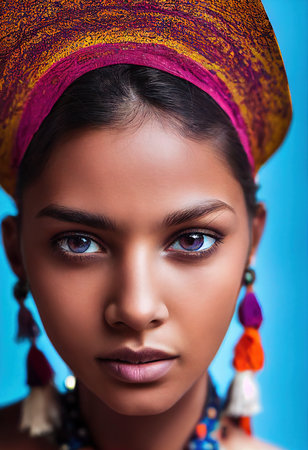 A fictional person, not based on a real person. Abstract portrait of a beautiful fictional girl. Fashionable cute woman. Creative beautiful girl. 3d renderingの素材