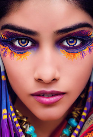 A fictional person, not based on a real person. Abstract portrait of a beautiful fictional girl. Fashionable cute woman. Creative beautiful girl. 3d renderingの素材