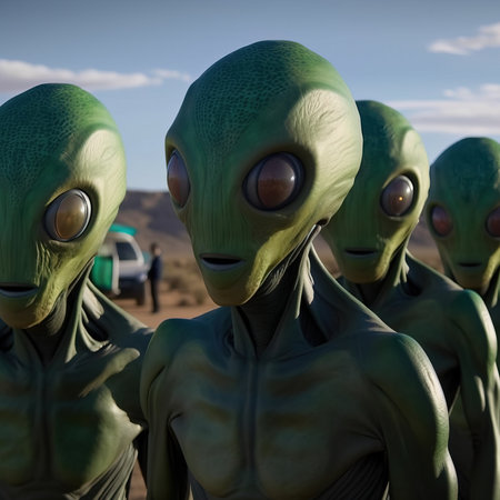 A alien invader from an alien planet. The concept of an alien. Generative AI Art.の素材