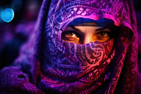 Abstract portrait of a beautiful fashionable girl in fantasy style. Creative beautiful girl. Generative AI Art.の素材