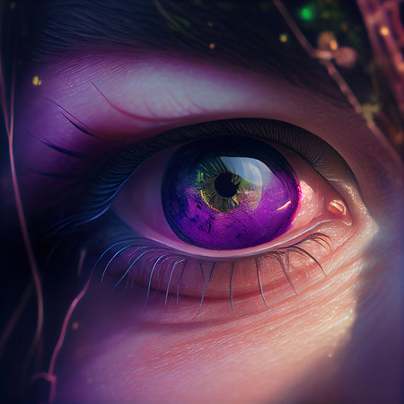 A close-up of the human eye. Close-up of the amazing pupil. Generative AI Art.の素材