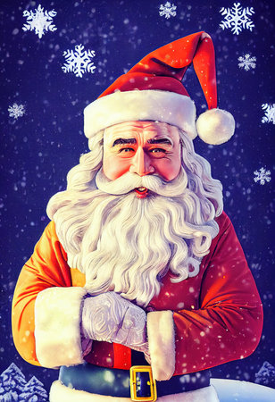 A fictional person, not based on a real person. A fancy old bearded Santa Claus in a winter forest. A winter holiday concept. 3d renderingの素材