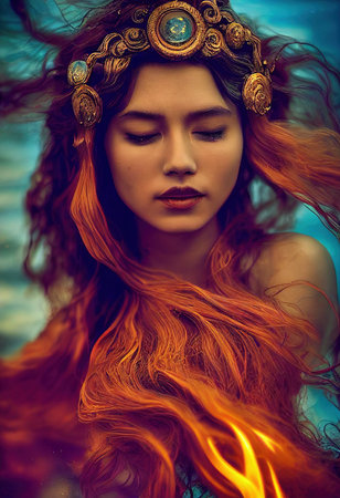 A fictional person, not based on a real person. Abstract portrait of a beautiful fictional girl. Fashionable cute woman. Creative beautiful girl. 3d renderingの素材