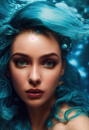 A fictional person, not based on a real person. Abstract portrait of a beautiful fictional girl. Fashionable cute woman. Creative beautiful girl. 3d renderingの素材