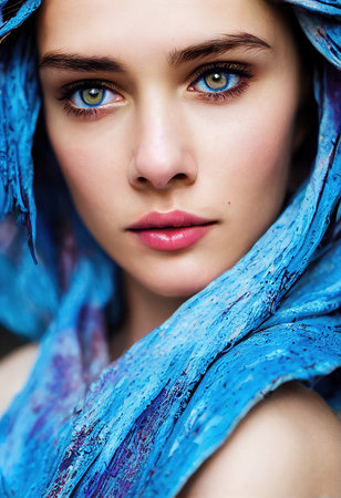 A fictional person, not based on a real person. Abstract portrait of a beautiful fictional girl. Fashionable cute woman. Creative beautiful girl. 3d renderingの素材