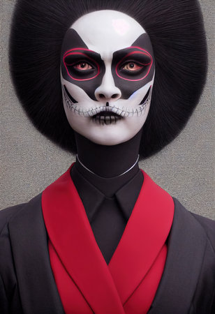 A fictional person, not based on a real person. Mystical beautiful fictional woman with beautiful makeup. Gothic mystery girl. 3D renderingの素材